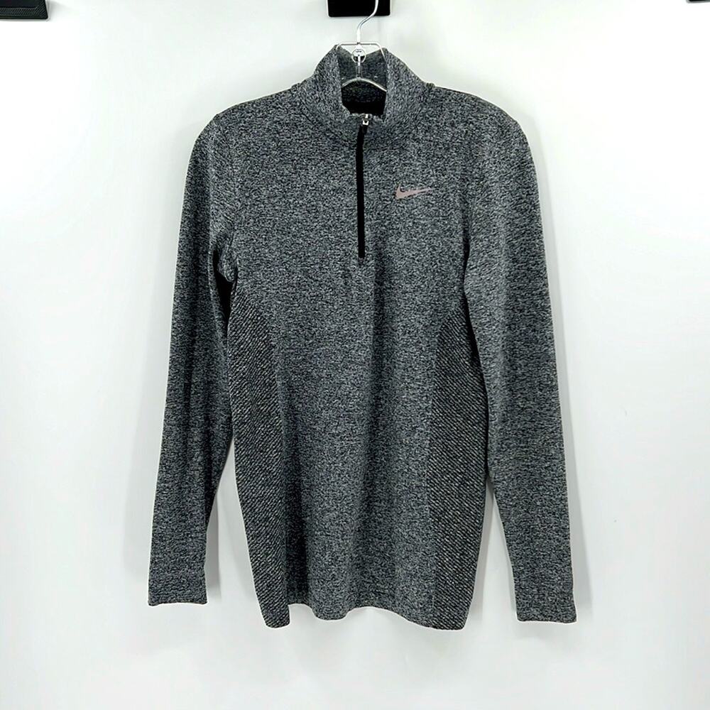 Nike Golf Dri-Fit 1/4 Zip Performance Pullover - Black Heathered - Medium